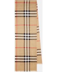 Burberry - Check Wool And Silk Scarf - Lyst
