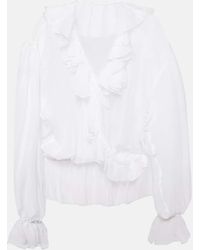 Dolce & Gabbana - Blusa in chiffon di seta con volant - Lyst
