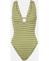 Hunza G - Celine Striped Ring-detail Swimsuit - Lyst