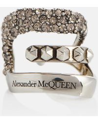 Alexander McQueen Orecchino singolo con cristalli - Metallizzato