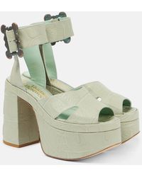 Vivienne Westwood - Olde London Croc-effect Leather Platform Sandals - Lyst
