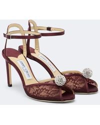 Jimmy Choo - Sacora Crystal-Embellished Lace Sandals - Lyst