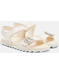 Roger Vivier - Slidy Viv' Embellished Leather Sandals - Lyst