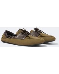 Prada - Shuffle Leather-Trimmed Canvas Boat Shoes - Lyst