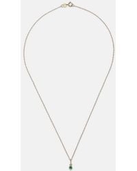 STONE AND STRAND - Tiny Emerald Goddess 14Kt Choker With Emeralds And Diamonds - Lyst