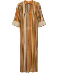 Ferragamo - Striped Midi Dress - Lyst
