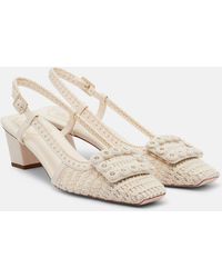 Roger Vivier - Belle Vivier Crochet And Leather Slingback Pumps - Lyst