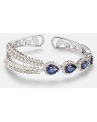 YEPREM - Reign Supreme 18Kt Cuff Bracelet With Diamonds And Sapphires - Lyst