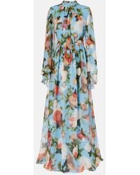 Erdem - Caped Floral Silk Voile Gown - Lyst