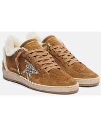 Golden Goose - Ball Star Shearling-Trimmed Suede Sneakers - Lyst