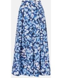 Erdem - Falda Midi De Algodon Floral Plisada - Lyst