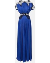 Costarellos - Lace-Trimmed Lurex Georgette Gown - Lyst