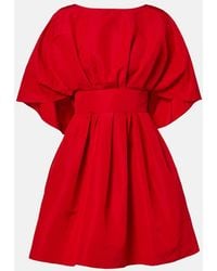 Carolina Herrera - Fan Gathered Silk Minidress - Lyst