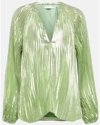 Jonathan Simkhai - Char Plisse Silk-Blend Blouse - Lyst