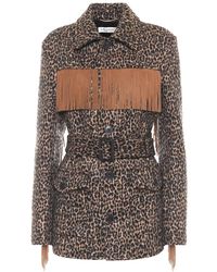 Saint Laurent Giacca in lana e alpaca con suede - Multicolore