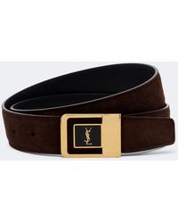 Saint Laurent - Cassandre Suede Belt - Lyst