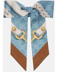 Gucci - Horsebit Printed Silk Twill Scrunchie - Lyst