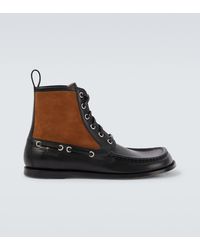 Loewe - Schnuerstiefel Campo Aus Leder Mit Veloursleder - Lyst