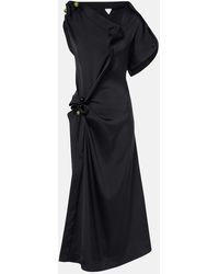 Bottega Veneta - Elegant Gathered Dress With Embellished Buttons - Lyst