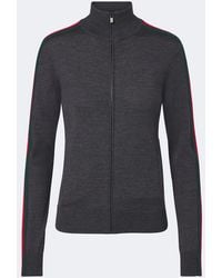 Gucci - Web Stripe Wool Zip-Up Cardigan - Lyst