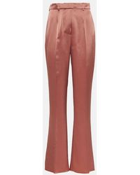 Nanushka - Leena High-Rise Satin Straight Pants - Lyst