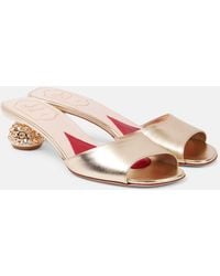 Roger Vivier - Embellished Metallic Leather Mules - Lyst