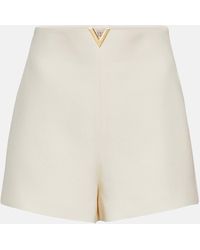 Valentino - Short Crepe Couture a taille haute en laine et soie - Lyst