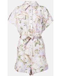 Zimmermann - Acacia Floral Linen Playsuit - Lyst