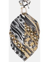 Area - Printed Embellished Halter-Neck Crop Top - Lyst
