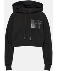 Loewe - Anagram Cropped Cotton Jersey Hoodie - Lyst