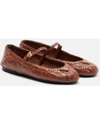 Prada - Woven Leather Mary Jane Flats - Lyst