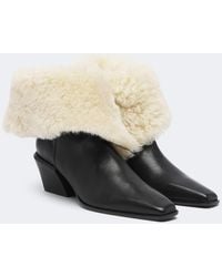 Paris Texas - Bettina Shearling-Lined Leather Ankle Boots - Lyst