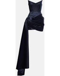 Alex Perry - Asymmetric Satin Corset Dress - Lyst