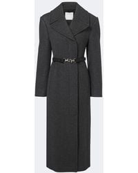 Sportmax - Belted Herringbone Virgin Wool Coat - Lyst