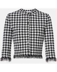 McQueen - Houndstooth Fringed Jacquard Cardigan - Lyst