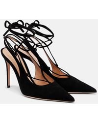 Gianvito Rossi - 95 Suede Lace-Up Slingback Pumps - Lyst