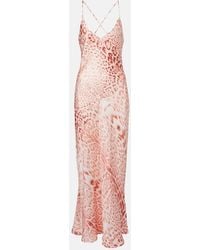 Roberto Cavalli - Leopard-Print Silk Satin Dress - Lyst