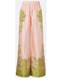 La DoubleJ - Floral Silk Twill Palazzo Pants - Lyst