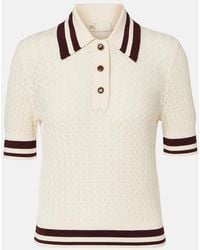 Tory Burch - Cotton Pointelle Polo Shirt - Lyst