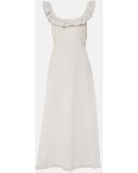 RIXO London - Vestido Midi Patsy De Algodon Con Bordado Ingles - Lyst