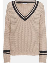 Brunello Cucinelli - Sequined Cable-knit Cotton-blend Sweater - Lyst