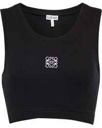 Loewe Top cropped Anagram in cotone - Nero