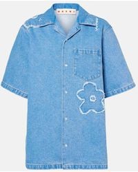 Marni - Floral Embroidered Denim Shirt - Lyst