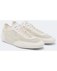 Jimmy Choo - Sunny Suede-Trimmed Embellished Sneakers - Lyst