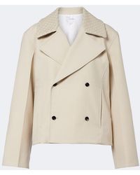 Bottega Veneta - Intrecciato Striped Wool And Cotton Peacoat - Lyst