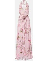 Blumarine - Floral Ruffled Georgette Maxi Dress - Lyst