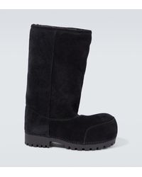 Balenciaga - Alaska Fur High Suede Boots - Lyst