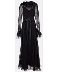 Dolce & Gabbana - Feather-Trimmed Silk Chiffon Gown - Lyst