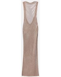 Self-Portrait - Rhinestone Draped Open-Back Maxi Dress - Lyst