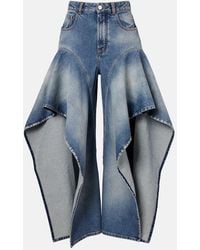 Alaïa - Ruffled Wide-Leg Jeans - Lyst
